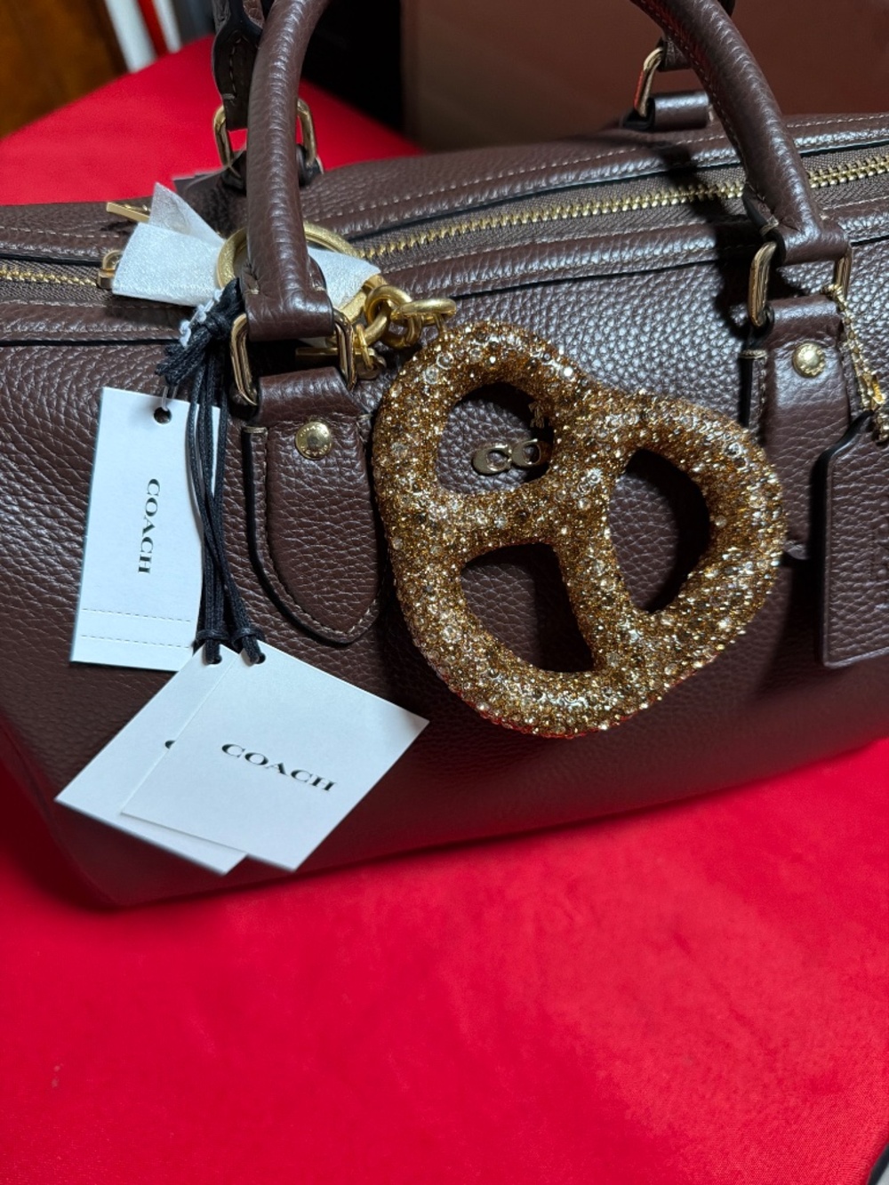 Coach Outlet Crystal Pretzel Bag Charm NWT - Picture 3 of 4